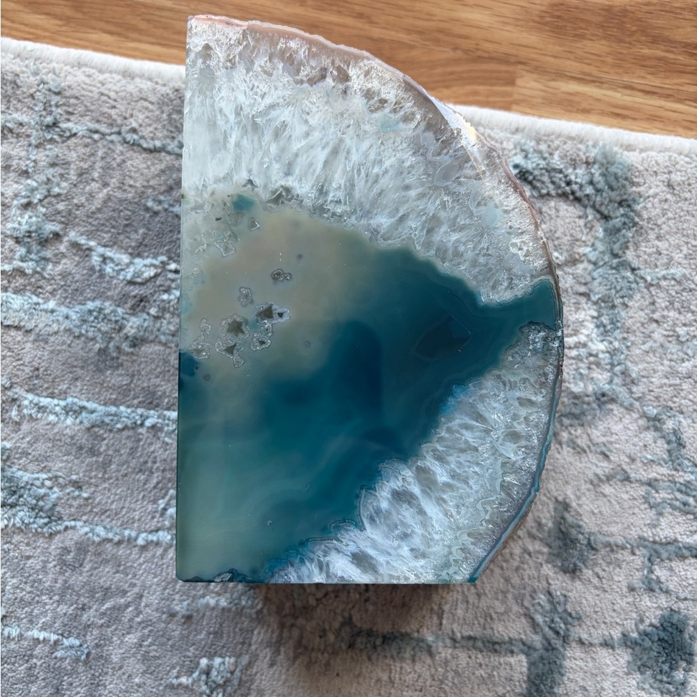 Crystal Blue Agate Bookend